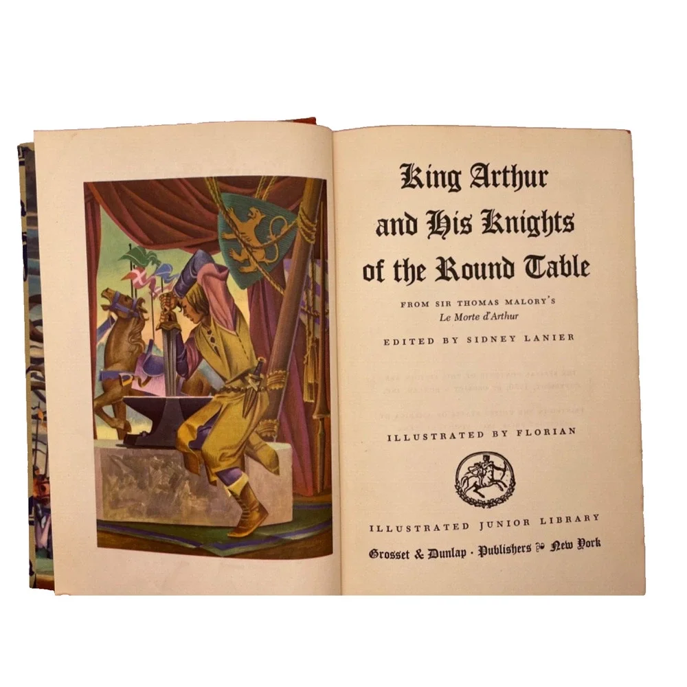 Vintage King Arthur and His Knights of the Round Table- Illustrated Book -1950